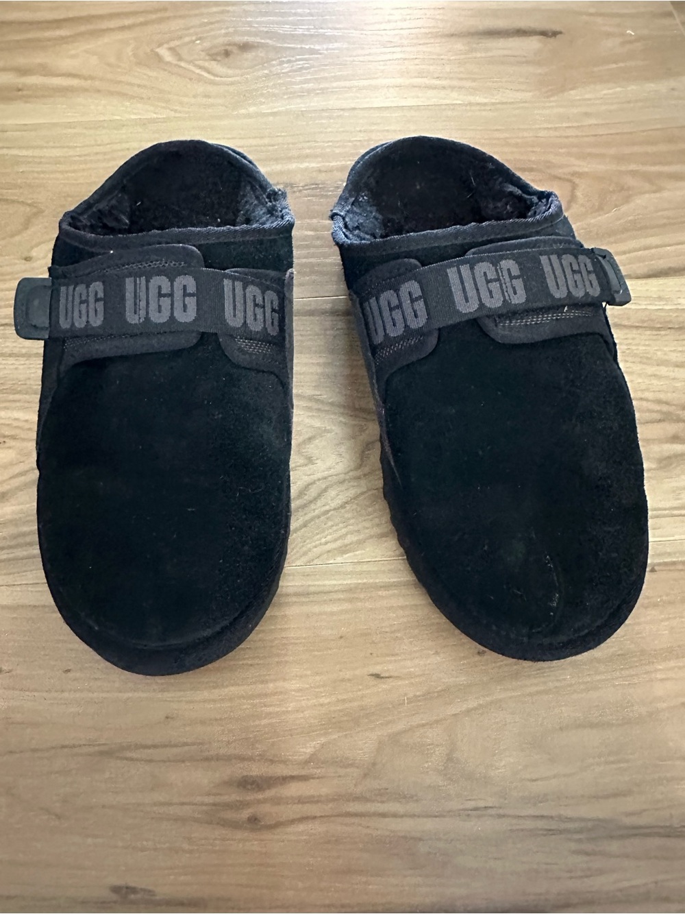 UGG Men’s Black Suede Slip-On Clog - Cozy Lined Slippers